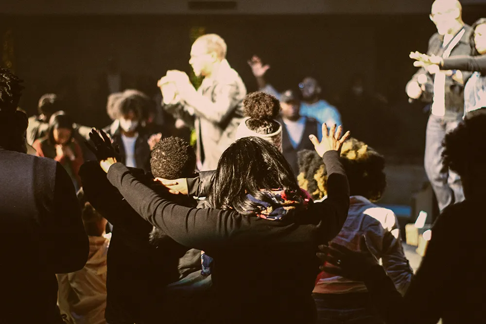 Worshipping at church